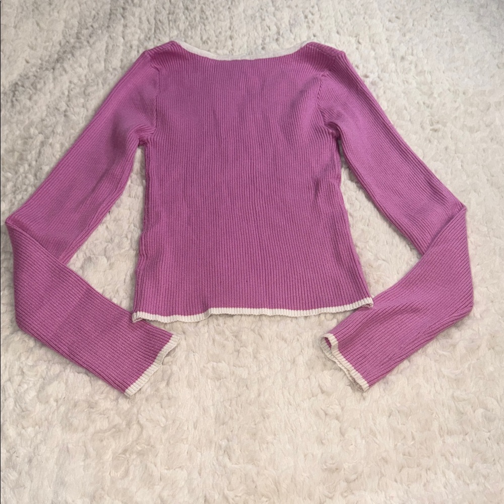 Pink Long Sleeve Ribbed Top - Picture 3 of 3